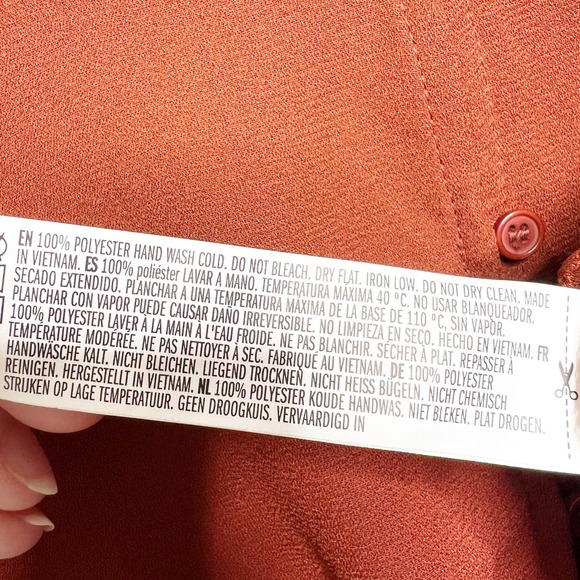 Forever 21 NWT Rust Orange Cropped Sleeve Tie Front Button Up Blouse Womens - Picture 16 of 16